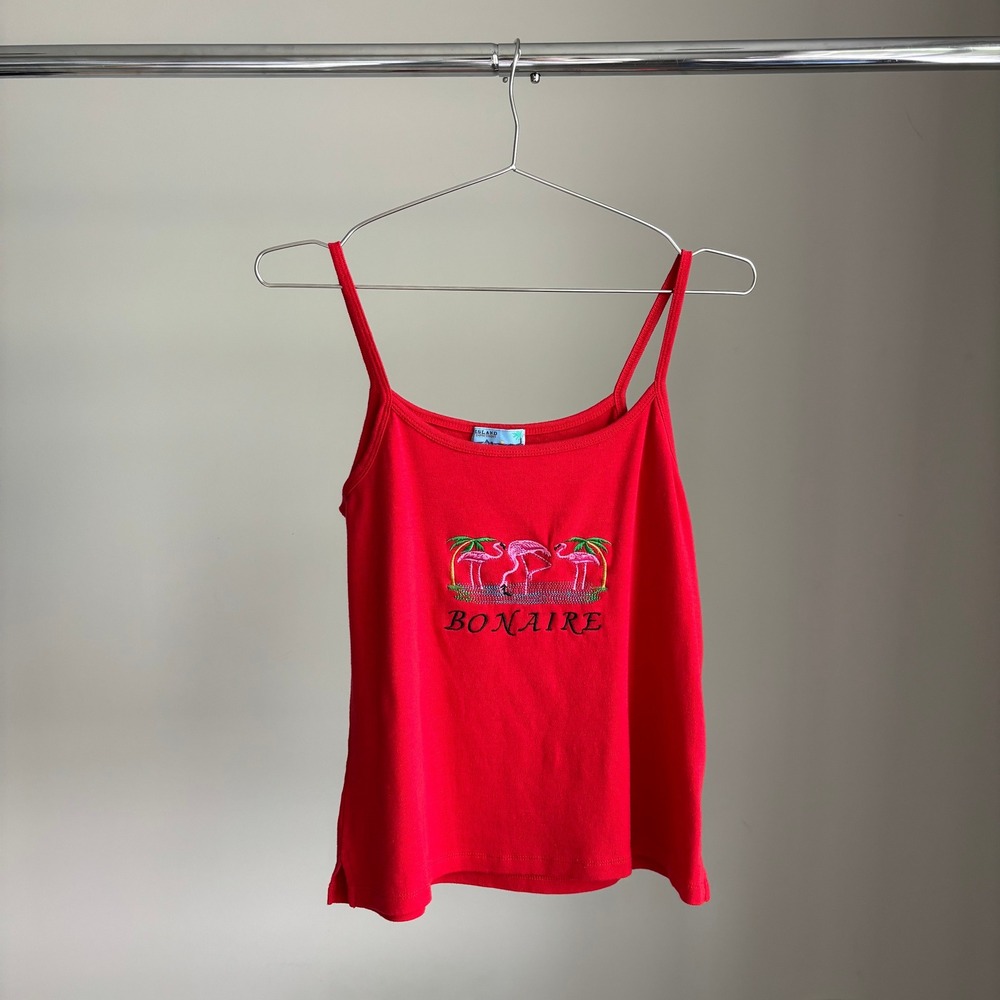 90s Vintage Bonaire Logo Tank XXL Embroidered Island Expressions Retro Souvenir